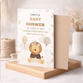 Cute Lion Baby Shower Invitation | Neutral Safari  Kaart