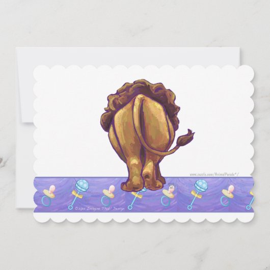 Cute Lion Baby shower Kaart (Achterkant)