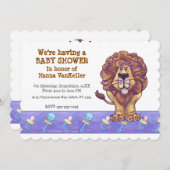 Cute Lion Baby shower Kaart (Voorkant / Achterkant)