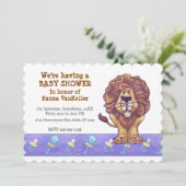 Cute Lion Baby shower Kaart (Staand voorkant)