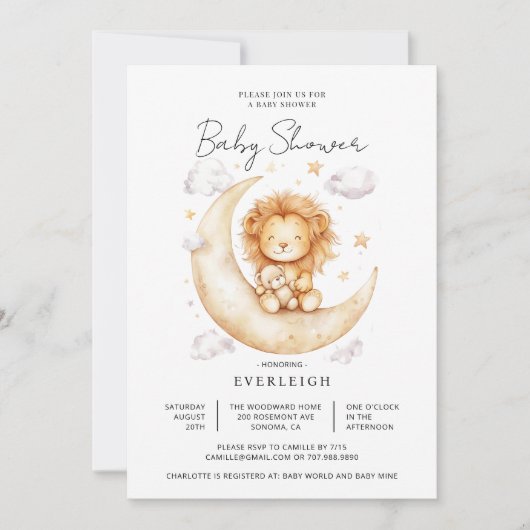 Cute Lion Baby shower Kaart (Voorkant)