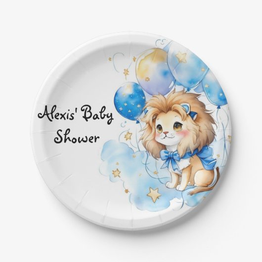 Cute Lion Baby shower Papieren Bordje (Voorkant)