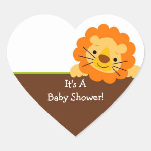 Cute Lion Baby shower Square Sticker! Hart Sticker
