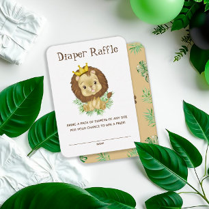 Cute Lion Baby shower Thema - Diaper Raffle Insert Informatiekaartje
