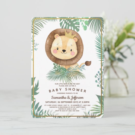 Cute Lion Baby shower Thema Kaart (Staand voorkant)