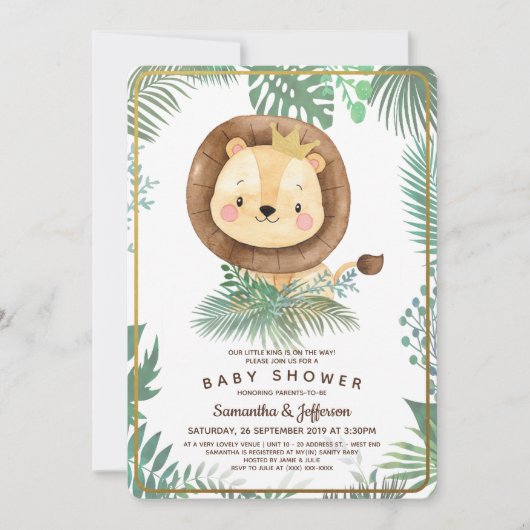 Cute Lion Baby shower Thema Kaart (Voorkant)