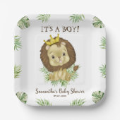 Cute Lion Baby shower Theme Waterverf Safari Papieren Bordje (Voorkant)