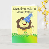Cute Lion Birthday Greeting Kaart (Gele Bloem)