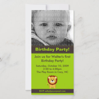 Cute Lion Birthday Party-fotokaart
