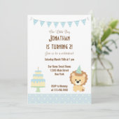 Cute Lion Birthday Party Invitation Kaart (Staand voorkant)