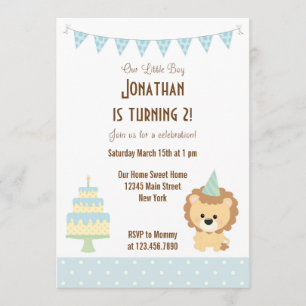 Cute Lion Birthday Party Invitation Kaart