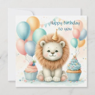 Cute Lion birthday Personalize Custom Kaart