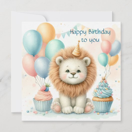 Cute Lion birthday Personalize Custom Kaart (Voorkant)