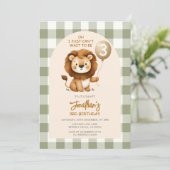 Cute Lion Birthday Safari Animals Party Balloon Kaart (Staand voorkant)