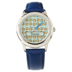 Cute lion blue patroon horloge