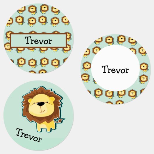 Cute lion blue patroon labels (Groep)