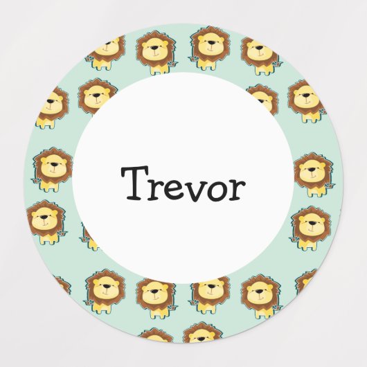Cute lion blue patroon labels (Design 2)