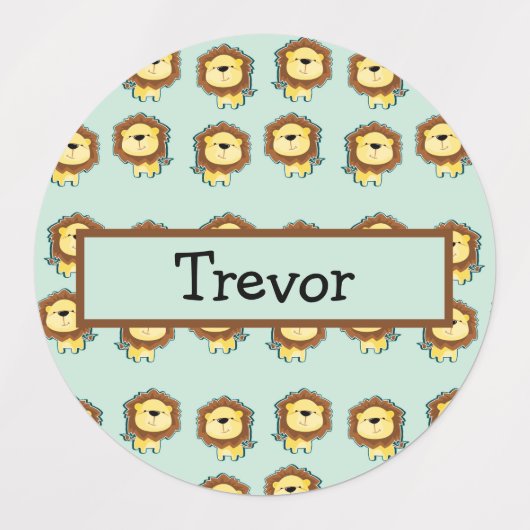 Cute lion blue patroon labels (Design 1)