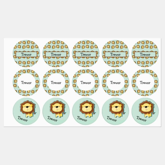 Cute lion blue patroon labels (Vel)