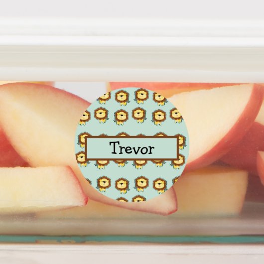 Cute lion blue patroon labels (Aangebracht)