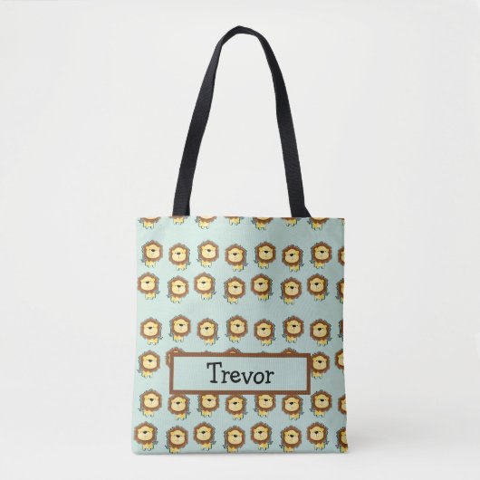Cute lion blue patroon tote bag (Voorkant)