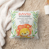 Cute Lion Boy Birth Stats Oerwoud Safari Nursery Kussen (Deken)