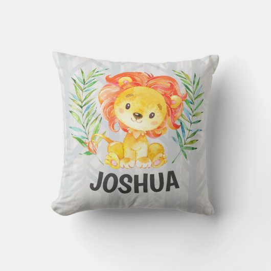 Cute Lion Boy Personalized Nursery King Oerwoud Kussen (Voorkant)