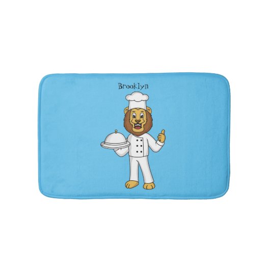 Cute lion chef cartoon illustratie badmat (Voorkant)
