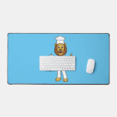 Cute lion chef cartoon illustratie bureaumat (Keyboard & Muis)