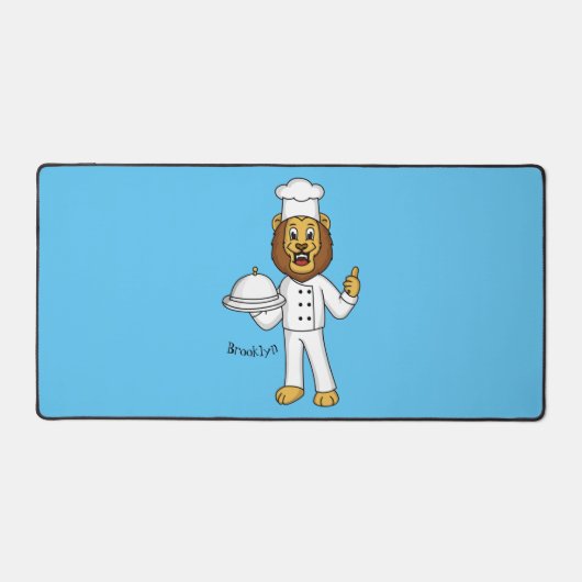 Cute lion chef cartoon illustratie bureaumat (Voorkant)
