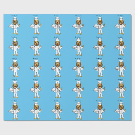 Cute lion chef cartoon illustratie cadeaupapier (Vlak)