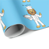 Cute lion chef cartoon illustratie cadeaupapier (Rol Hoek)