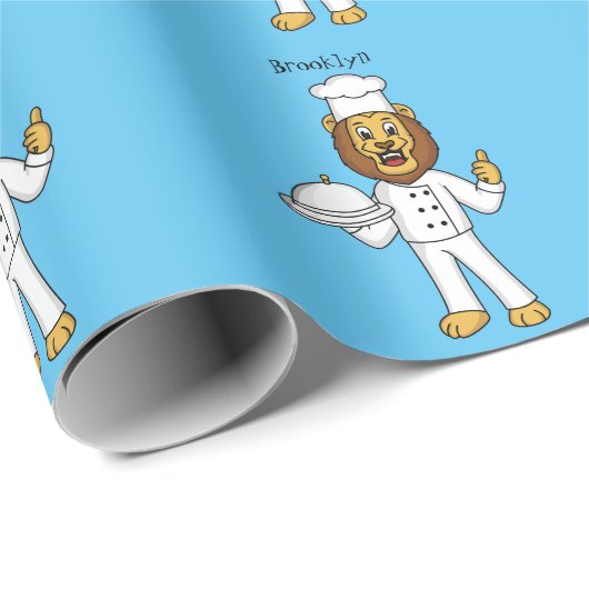 Cute lion chef cartoon illustratie cadeaupapier (Rol Hoek)
