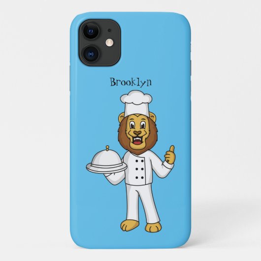 Cute lion chef cartoon illustratie Case-Mate iPhone case (Achterkant)