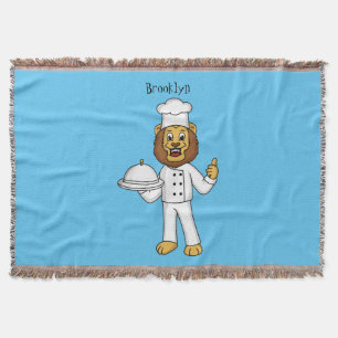 Cute lion chef cartoon illustratie deken