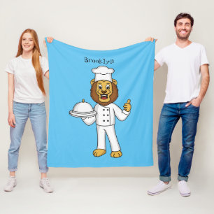 Cute lion chef cartoon illustratie fleece deken