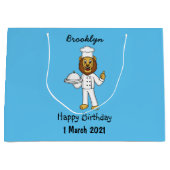 Cute lion chef cartoon illustratie groot cadeauzakje (Voorkant)