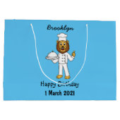 Cute lion chef cartoon illustratie groot cadeauzakje (Achterkant)