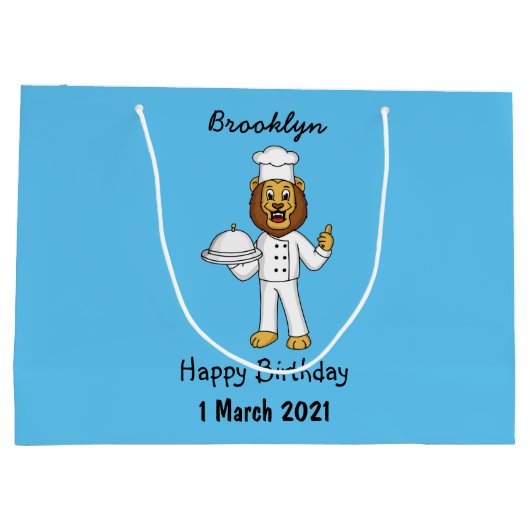 Cute lion chef cartoon illustratie groot cadeauzakje (Achterkant)