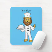 Cute lion chef cartoon illustratie muismat (Met muis)