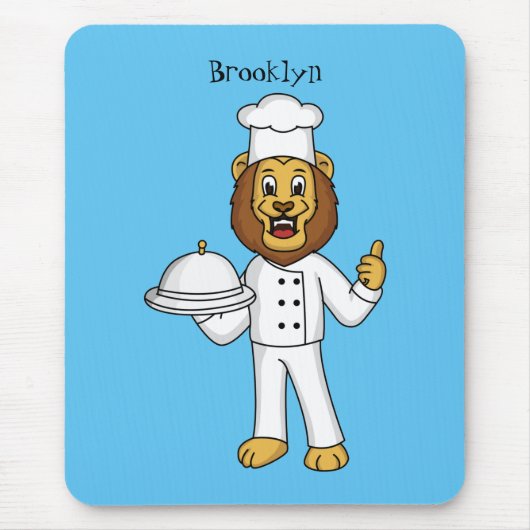 Cute lion chef cartoon illustratie muismat (Voorkant)