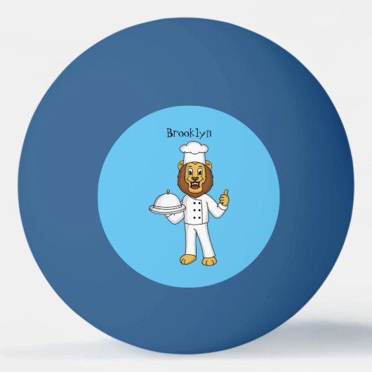 Cute lion chef cartoon illustratie pingpongbal (Voorkant)