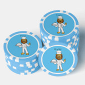 Cute lion chef cartoon illustratie poker chips (Opstapeling)