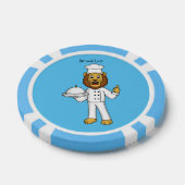 Cute lion chef cartoon illustratie poker chips (Enkel)
