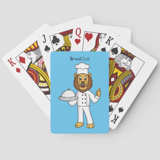 Cute lion chef cartoon illustratie pokerkaarten (Achterkant)