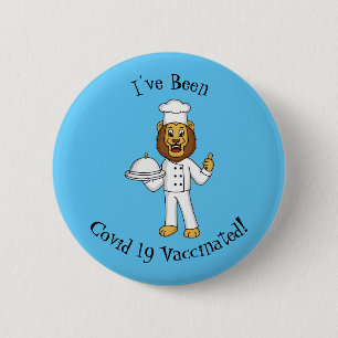 Cute lion chef cartoon illustratie ronde button 5,7 cm