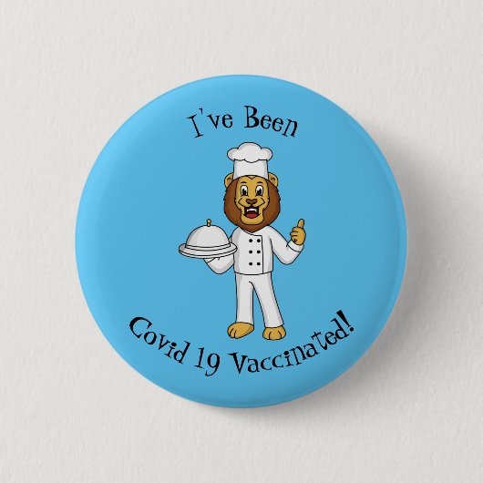 Cute lion chef cartoon illustratie ronde button 5,7 cm (Voorkant)