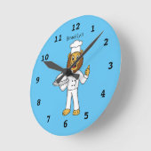 Cute lion chef cartoon illustratie ronde klok (Hoek)