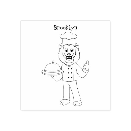 Cute lion chef cartoon illustratie rubberstempel (Afrduk)