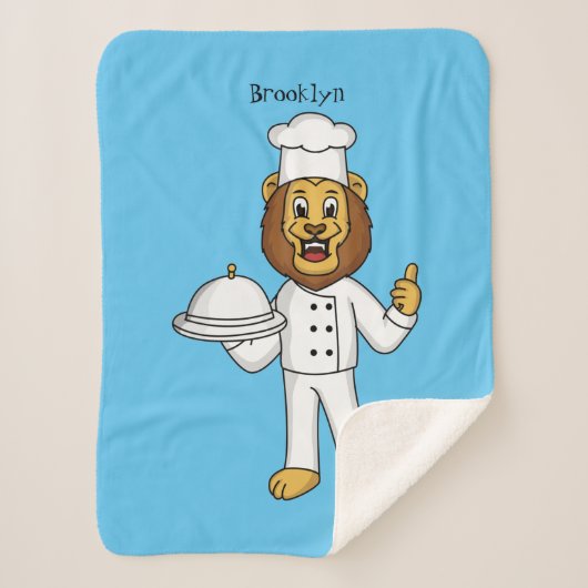 Cute lion chef cartoon illustratie sherpa deken (Voorkant)